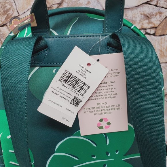 #bagsavenue fast ship Chelsea Monstera Leaves Medium Nylon Backpack Kate Spade main image 7